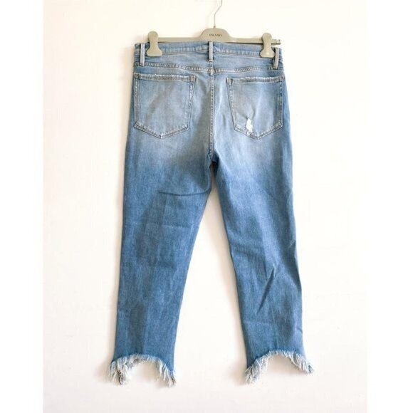 NWT FRAME Le Nouveau Distressed Ankle Straight Leg Jeans, light wash - Picture 4 of 13